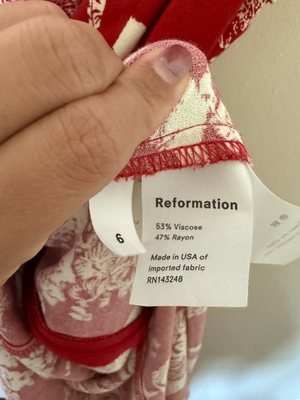Reformation Arielle Elephant Print Red Midi Dress US 6 - Picture 5 of 7